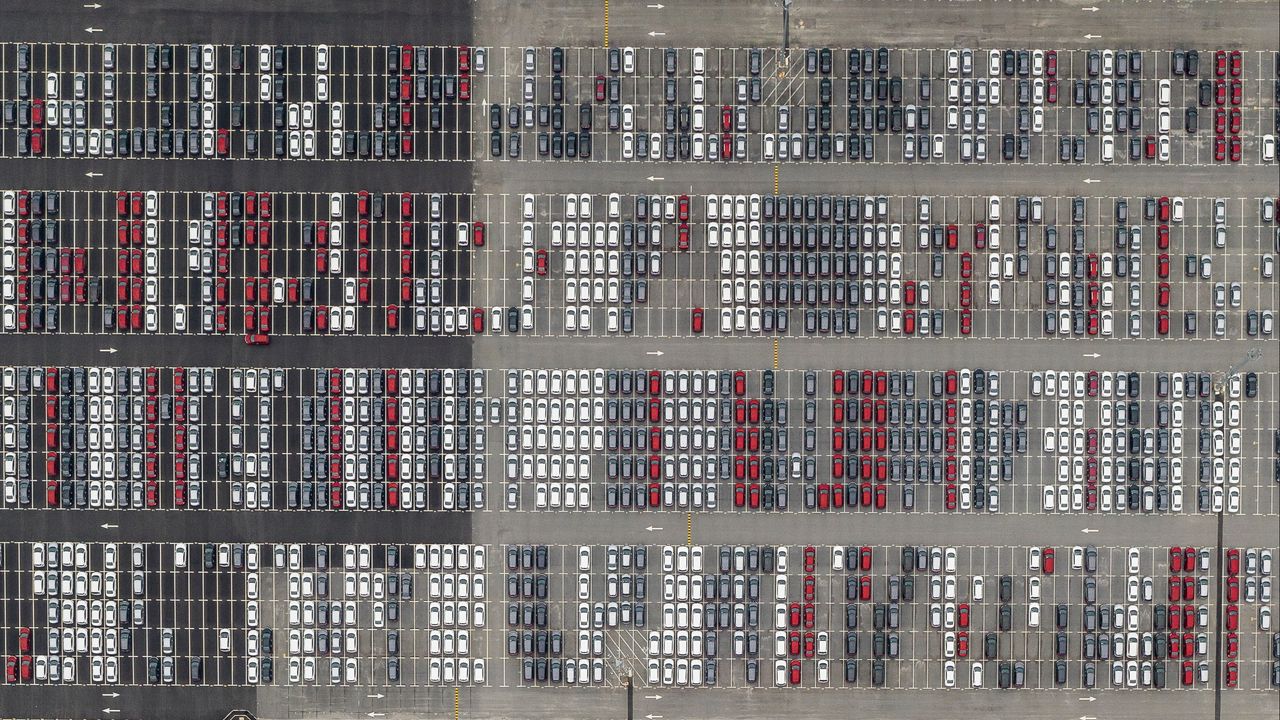 Wallpaper cars, parking, aerial view