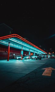 Preview wallpaper cars, parking, backlight, neon, night