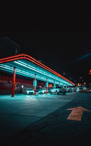 Preview wallpaper cars, parking, backlight, neon, night