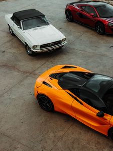 Preview wallpaper cars, parking, colorful, aerial view