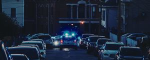 Preview wallpaper cars, police, lights, street, city