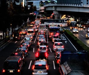 Preview wallpaper cars, road, city, buildings