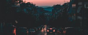Preview wallpaper cars, road, dusk, city