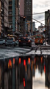 Preview wallpaper cars, road, street, city, water