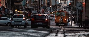 Preview wallpaper cars, road, street, city, water