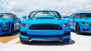 Preview wallpaper cars, sports car, front view, blue, headlights