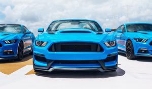 Preview wallpaper cars, sports car, front view, blue, headlights