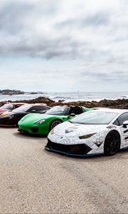 Preview wallpaper cars, sports cars, colorful, coast