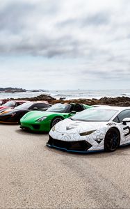 Preview wallpaper cars, sports cars, colorful, coast