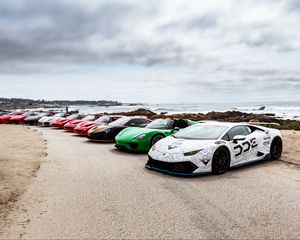 Preview wallpaper cars, sports cars, colorful, coast