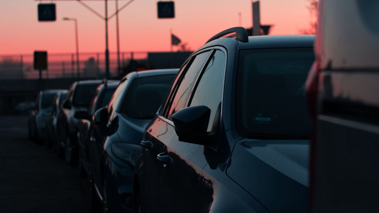 Wallpaper cars, sunset, traffic, sky