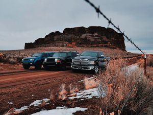 Preview wallpaper cars, suvs, off-road, canyon, mountains