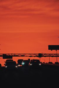 Preview wallpaper cars, transportation, sunset, headlights