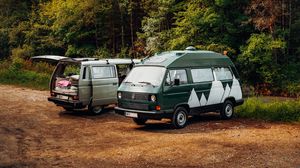 Preview wallpaper cars, vans, hike, nature