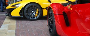 Preview wallpaper cars, yellow, red, sports car, wheel