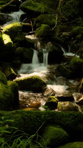 Preview wallpaper cascade st-nicholas, france, waterfall, rocks, plants, landscape, nature