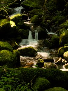 Preview wallpaper cascade st-nicholas, france, waterfall, rocks, plants, landscape, nature