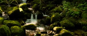 Preview wallpaper cascade st-nicholas, france, waterfall, rocks, plants, landscape, nature