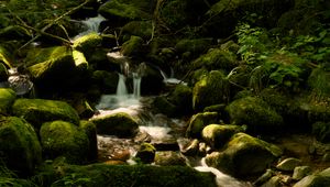 Preview wallpaper cascade st-nicholas, france, waterfall, rocks, plants, landscape, nature