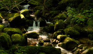 Preview wallpaper cascade st-nicholas, france, waterfall, rocks, plants, landscape, nature