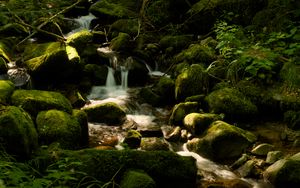 Preview wallpaper cascade st-nicholas, france, waterfall, rocks, plants, landscape, nature