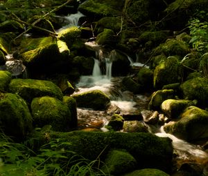 Preview wallpaper cascade st-nicholas, france, waterfall, rocks, plants, landscape, nature