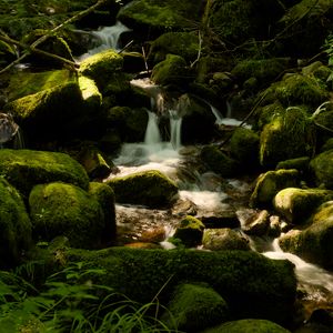 Preview wallpaper cascade st-nicholas, france, waterfall, rocks, plants, landscape, nature