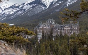 Preview wallpaper castle, architecture, building, mountains, slope