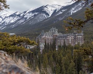 Preview wallpaper castle, architecture, building, mountains, slope