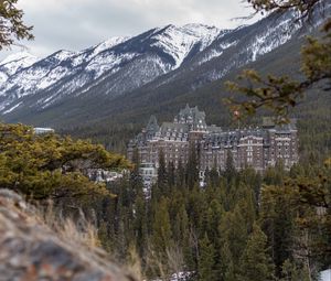 Preview wallpaper castle, architecture, building, mountains, slope