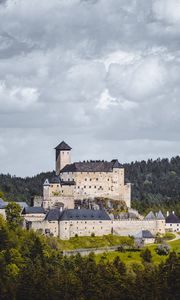 Preview wallpaper castle, architecture, building, forest, trees