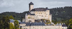 Preview wallpaper castle, architecture, building, forest, trees