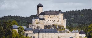 Preview wallpaper castle, architecture, building, forest, trees