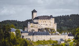 Preview wallpaper castle, architecture, building, forest, trees
