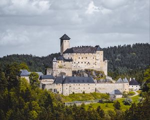 Preview wallpaper castle, architecture, building, forest, trees