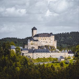 Preview wallpaper castle, architecture, building, forest, trees