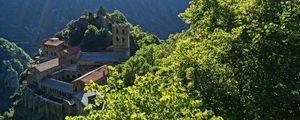 Preview wallpaper castle, architecture, forest, trees