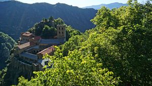 Preview wallpaper castle, architecture, forest, trees