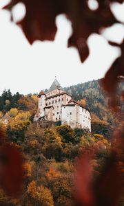 Preview wallpaper castle, architecture, hill, forest