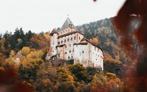 Preview wallpaper castle, architecture, hill, forest