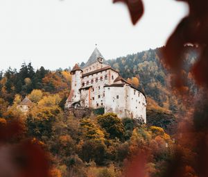 Preview wallpaper castle, architecture, hill, forest
