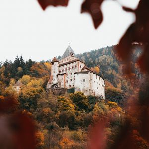 Preview wallpaper castle, architecture, hill, forest