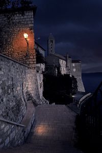 Preview wallpaper castle, architecture, lights, night, dark