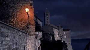 Preview wallpaper castle, architecture, lights, night, dark