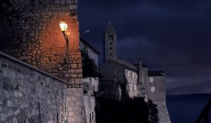 Preview wallpaper castle, architecture, lights, night, dark