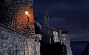 Preview wallpaper castle, architecture, lights, night, dark