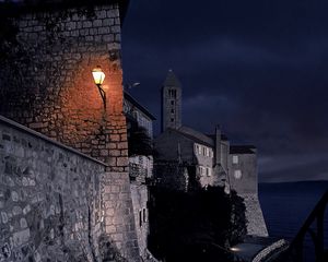 Preview wallpaper castle, architecture, lights, night, dark