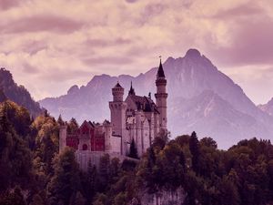 Preview wallpaper castle, architecture, mountains, rocks, landscape