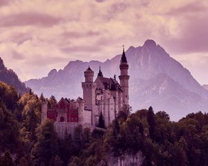 Preview wallpaper castle, architecture, mountains, rocks, landscape