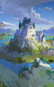 Preview wallpaper castle, architecture, paints, art